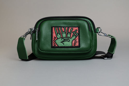 Green leather crossbody bag